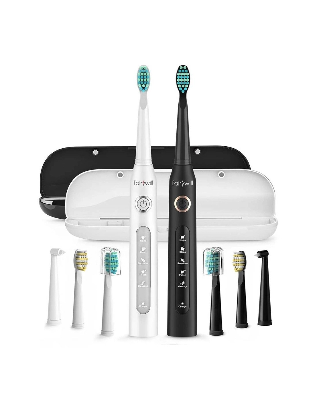 fairywill-sonic-toothbrushes-with-head-set-and-case-fw-507-black-and-white